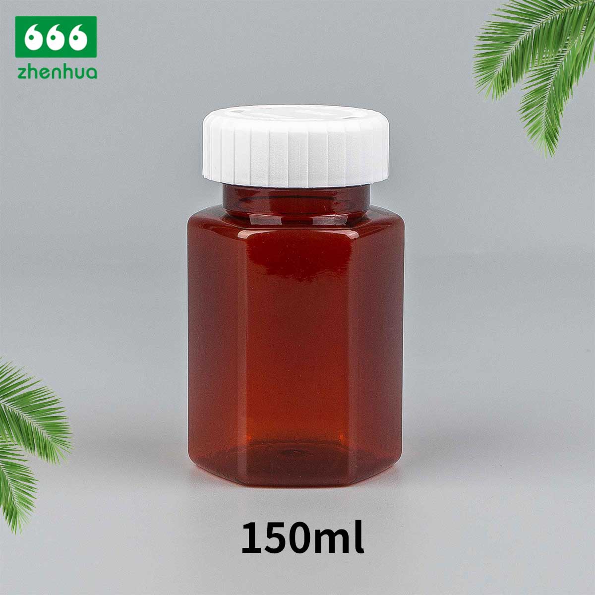 120ml 150ml 180ml 250ml Plastic PET Hexagonal Bottle Vitamin Medicinal Capsule Solid Bottle with Gold/Silver Electrochemical Aluminium Cap