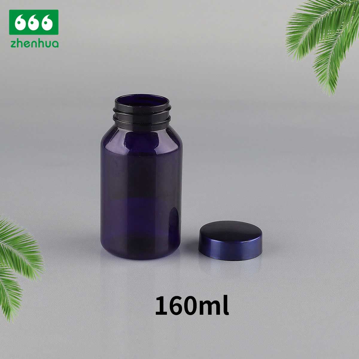 160ml 180ml 200ml Transparent Slant PET Nutraceutical Bottle  Pharmaceutical Grade Capsule Bottle with Electrified Aluminium Cap