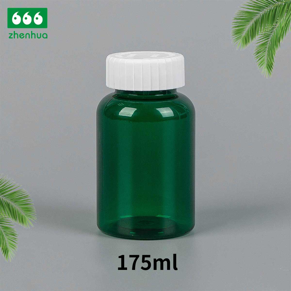 175cc 200cc Eco-friendly Amber PET Solid Capsule Packaging Bottle Chewable Tablet Bottle with White PP Flip Top Cap