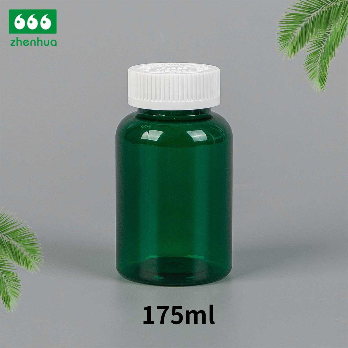 175cc 200cc Eco-friendly Amber PET Solid Capsule Packaging Bottle Chewable Tablet Bottle with White PP Flip Top Cap