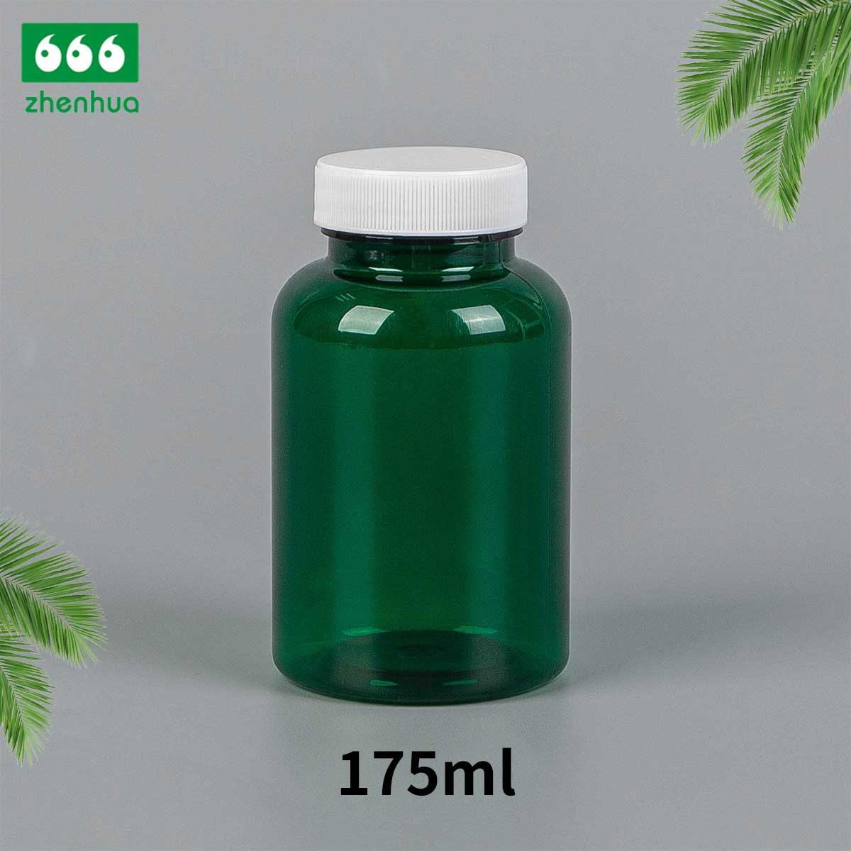 175cc 200cc Eco-friendly Amber PET Solid Capsule Packaging Bottle Chewable Tablet Bottle with White PP Flip Top Cap