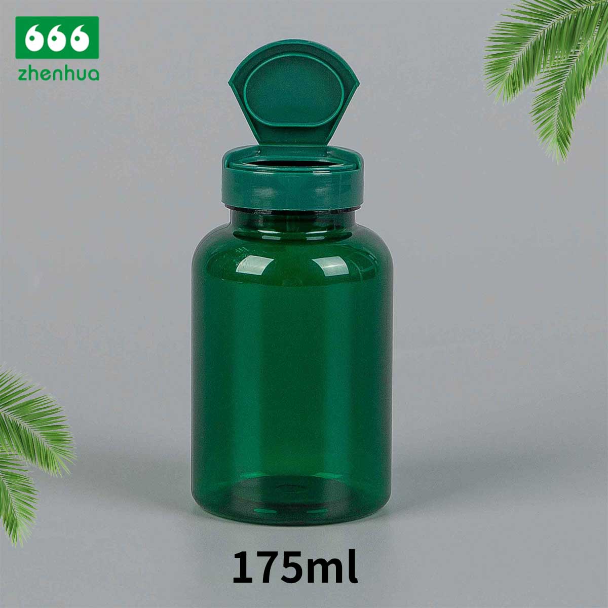 175cc 200cc Eco-friendly Amber PET Solid Capsule Packaging Bottle Chewable Tablet Bottle with White PP Flip Top Cap