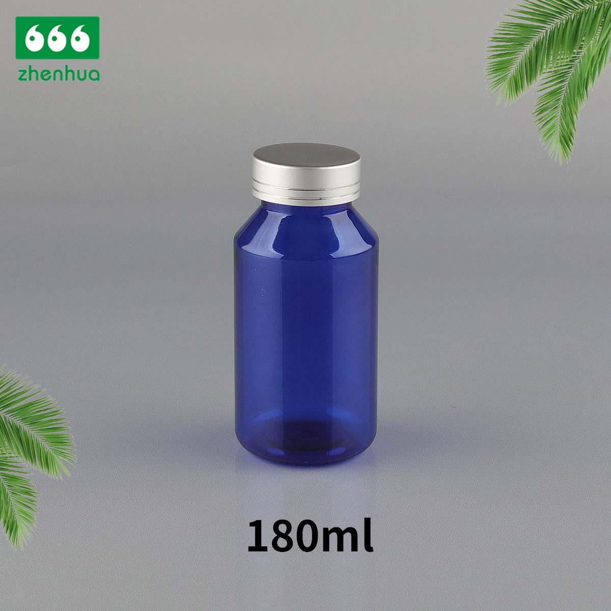 160ml 180ml 200ml Transparent Slant PET Nutraceutical Bottle  Pharmaceutical Grade Capsule Bottle with Electrified Aluminium Cap