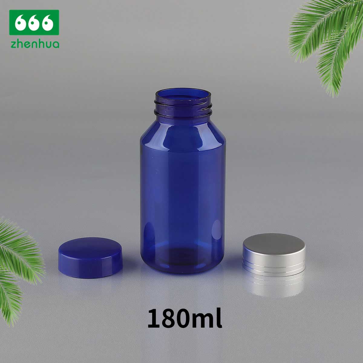 160ml 180ml 200ml Transparent Slant PET Nutraceutical Bottle  Pharmaceutical Grade Capsule Bottle with Electrified Aluminium Cap