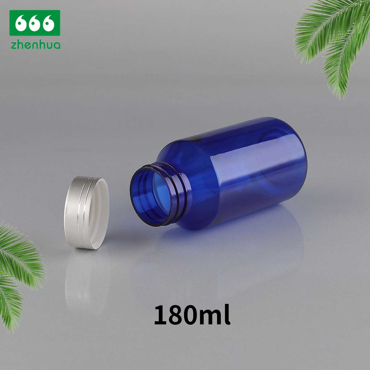 160ml 180ml 200ml Transparent Slant PET Nutraceutical Bottle  Pharmaceutical Grade Capsule Bottle with Electrified Aluminium Cap