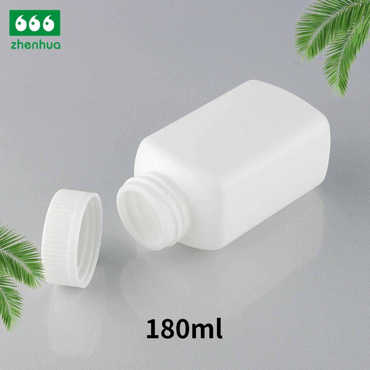 180ML 6.5OZ Dark Brown Square Plastic HDPE Pill Bottle with Black PE Lined Screw Cap