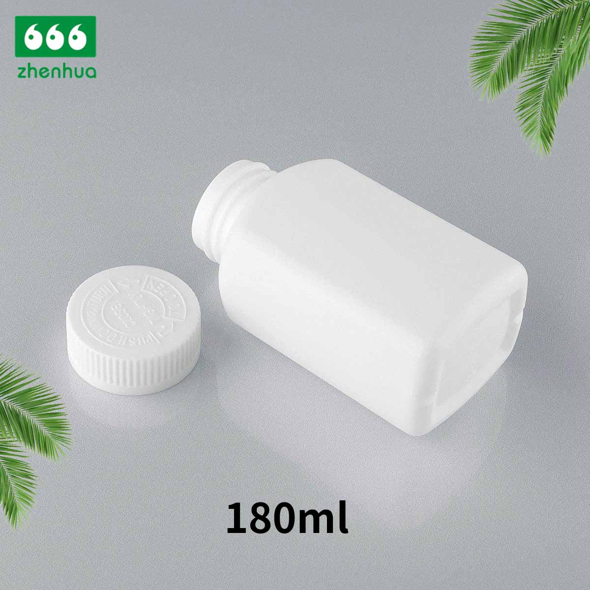 180ML 6.5OZ Dark Brown Square Plastic HDPE Pill Bottle with Black PE Lined Screw Cap