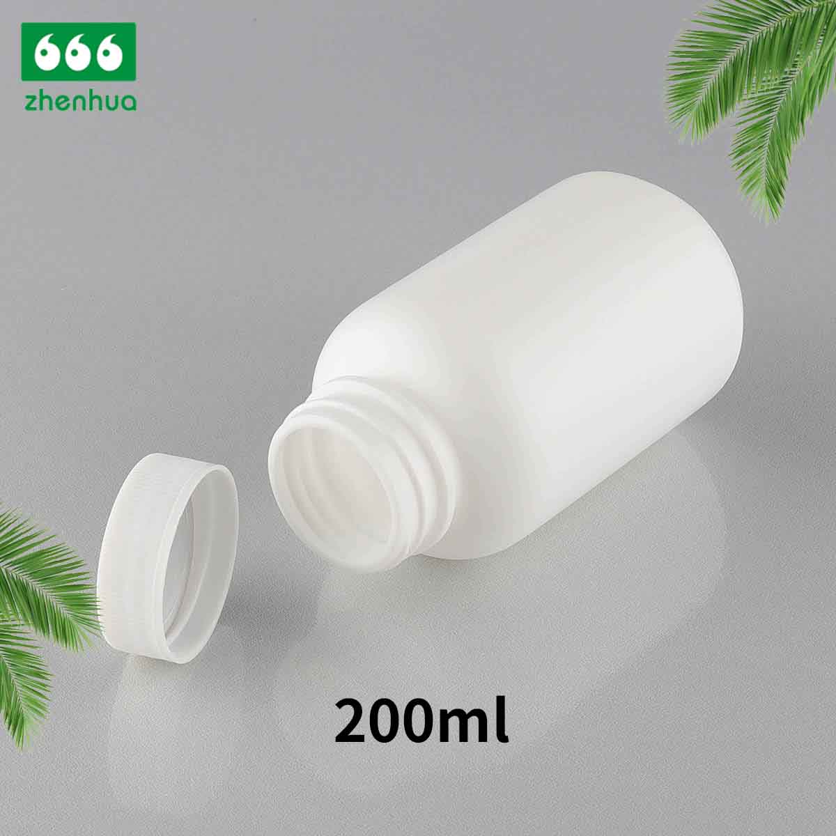 200CC Plastic HDPE White Round Medicinal Solid Bottle with PE Lined Screw Cap for Packing Tablet