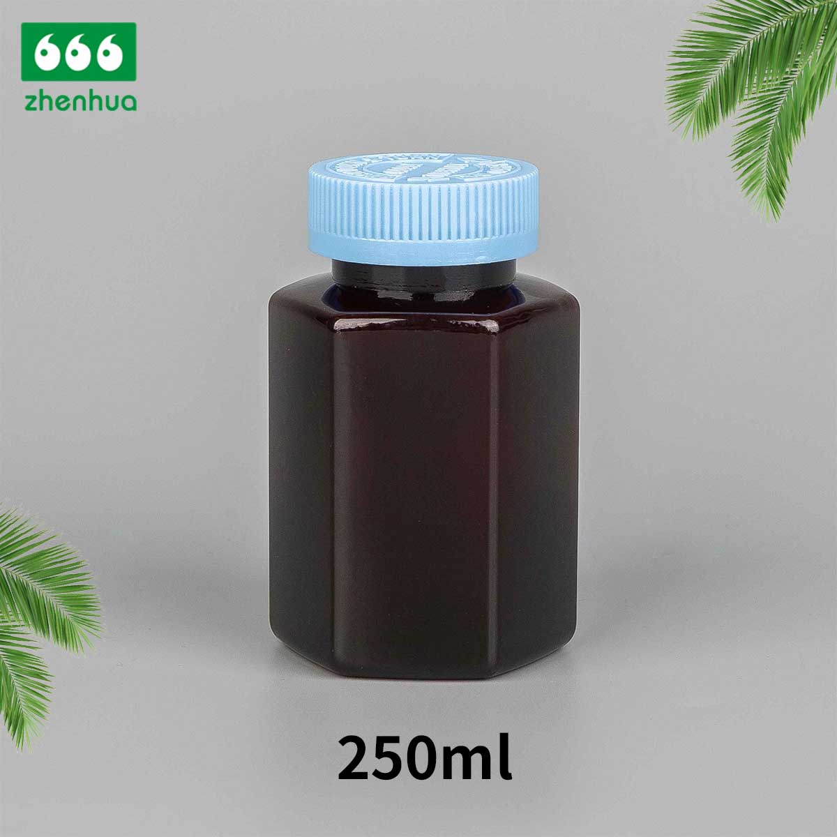 120ml 150ml 180ml 250ml Plastic PET Hexagonal Bottle Vitamin Medicinal Capsule Solid Bottle with Gold/Silver Electrochemical Aluminium Cap