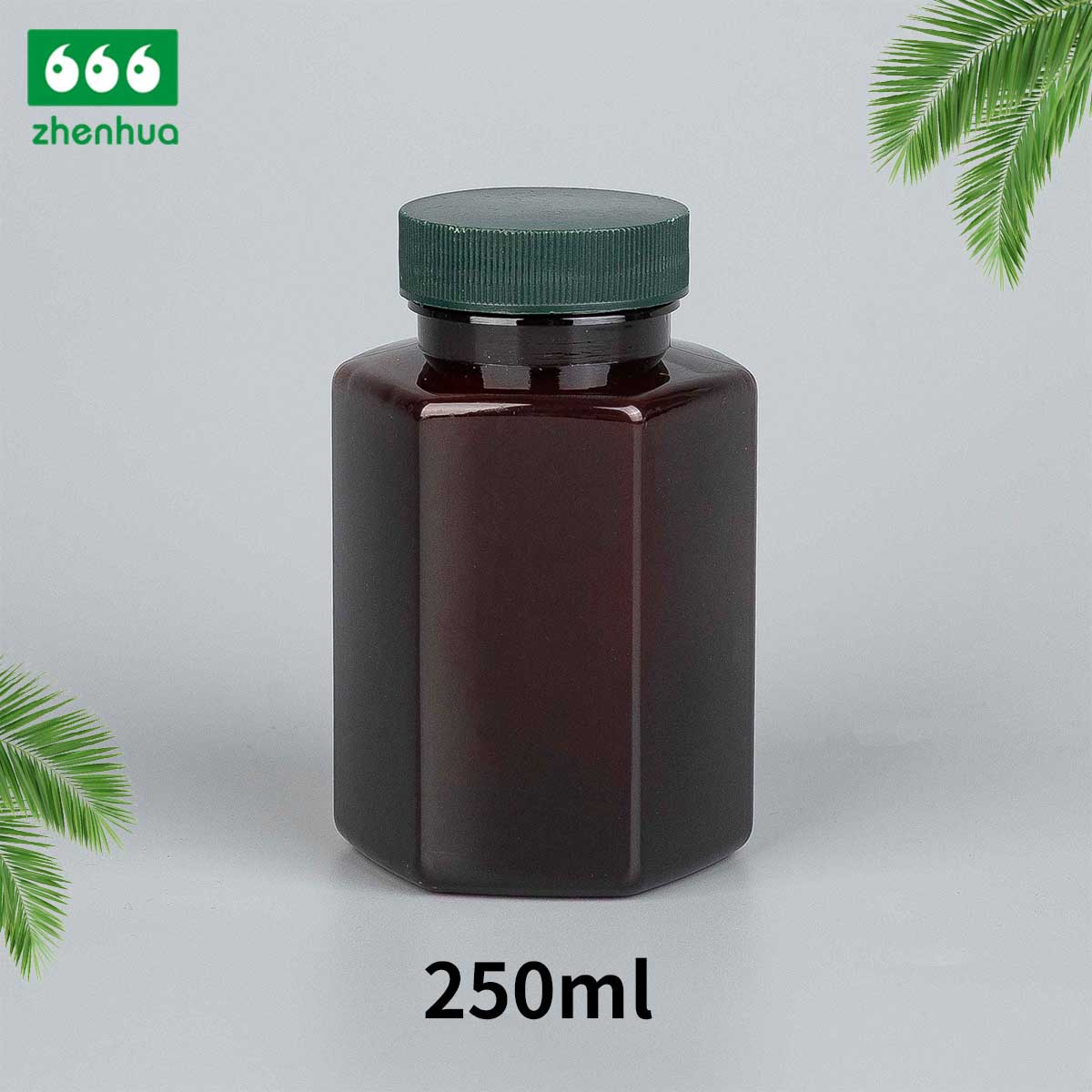 120ml 150ml 180ml 250ml Plastic PET Hexagonal Bottle Vitamin Medicinal Capsule Solid Bottle with Gold/Silver Electrochemical Aluminium Cap