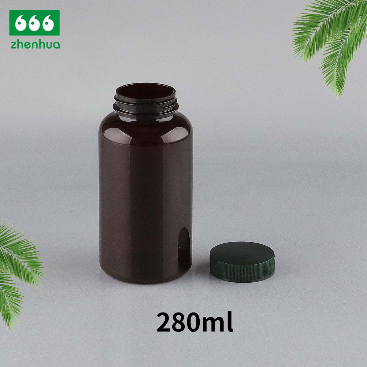 43/400 Calibre 150cc 200cc 250cc 280cc Plastic PET Amber Solid Tablet Packaging Bottle Herbal Extract Capsule Bottle