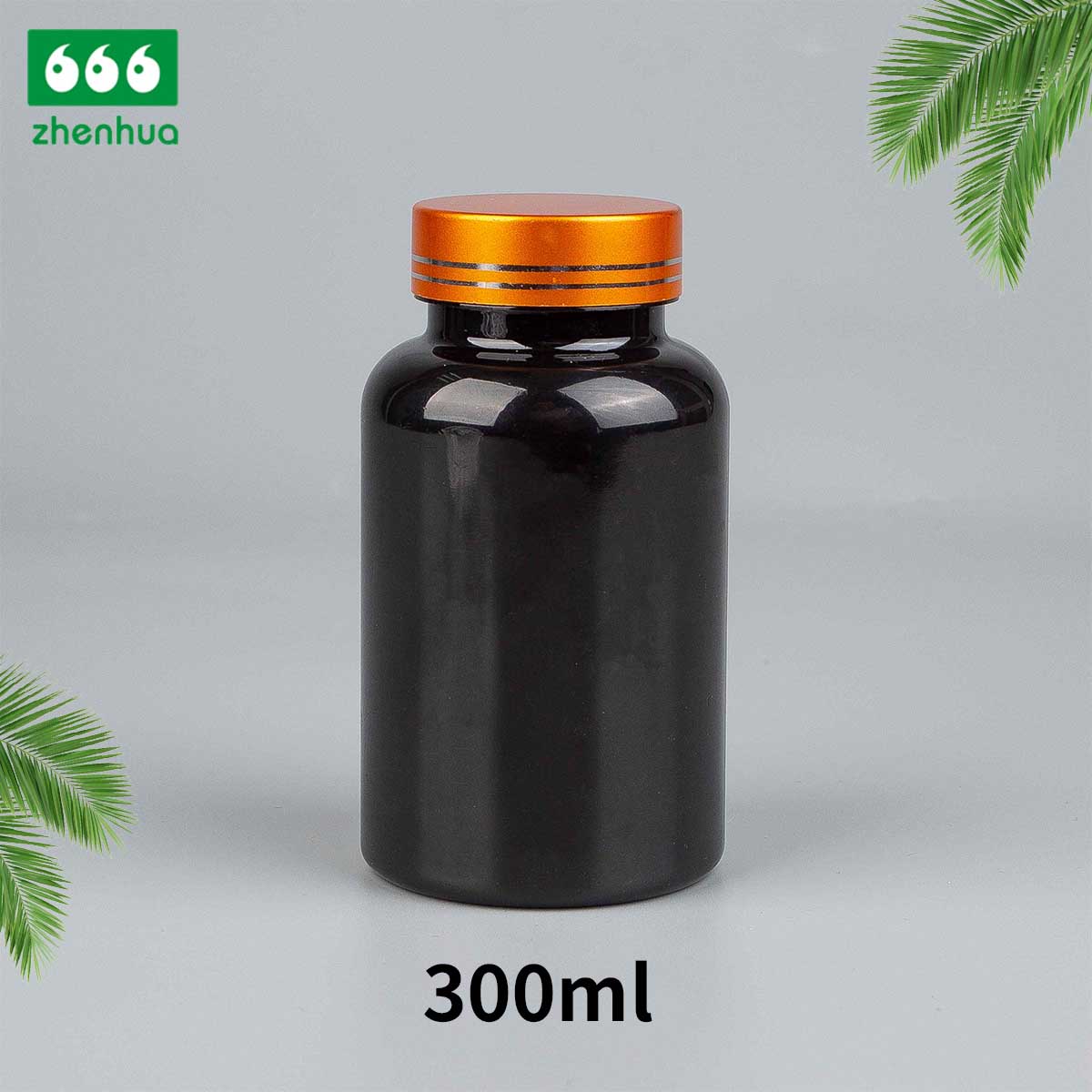 300ml 400ml 500ml 700ml Large Capacity Round Plastic PET Nutraceutical Bottle Medicinal Solid Amber Lightproof Bottle with Childproof Cap