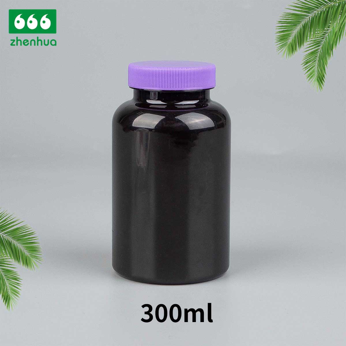 300ml 400ml 500ml 700ml Large Capacity Round Plastic PET Nutraceutical Bottle Medicinal Solid Amber Lightproof Bottle with Childproof Cap