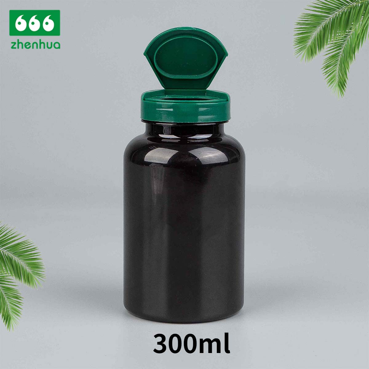 300ml 400ml 500ml 700ml Large Capacity Round Plastic PET Nutraceutical Bottle Medicinal Solid Amber Lightproof Bottle with Childproof Cap