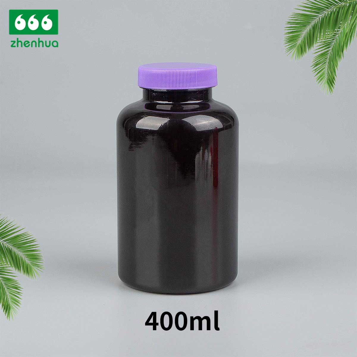 300ml 400ml 500ml 700ml Large Capacity Round Plastic PET Nutraceutical Bottle Medicinal Solid Amber Lightproof Bottle with Childproof Cap