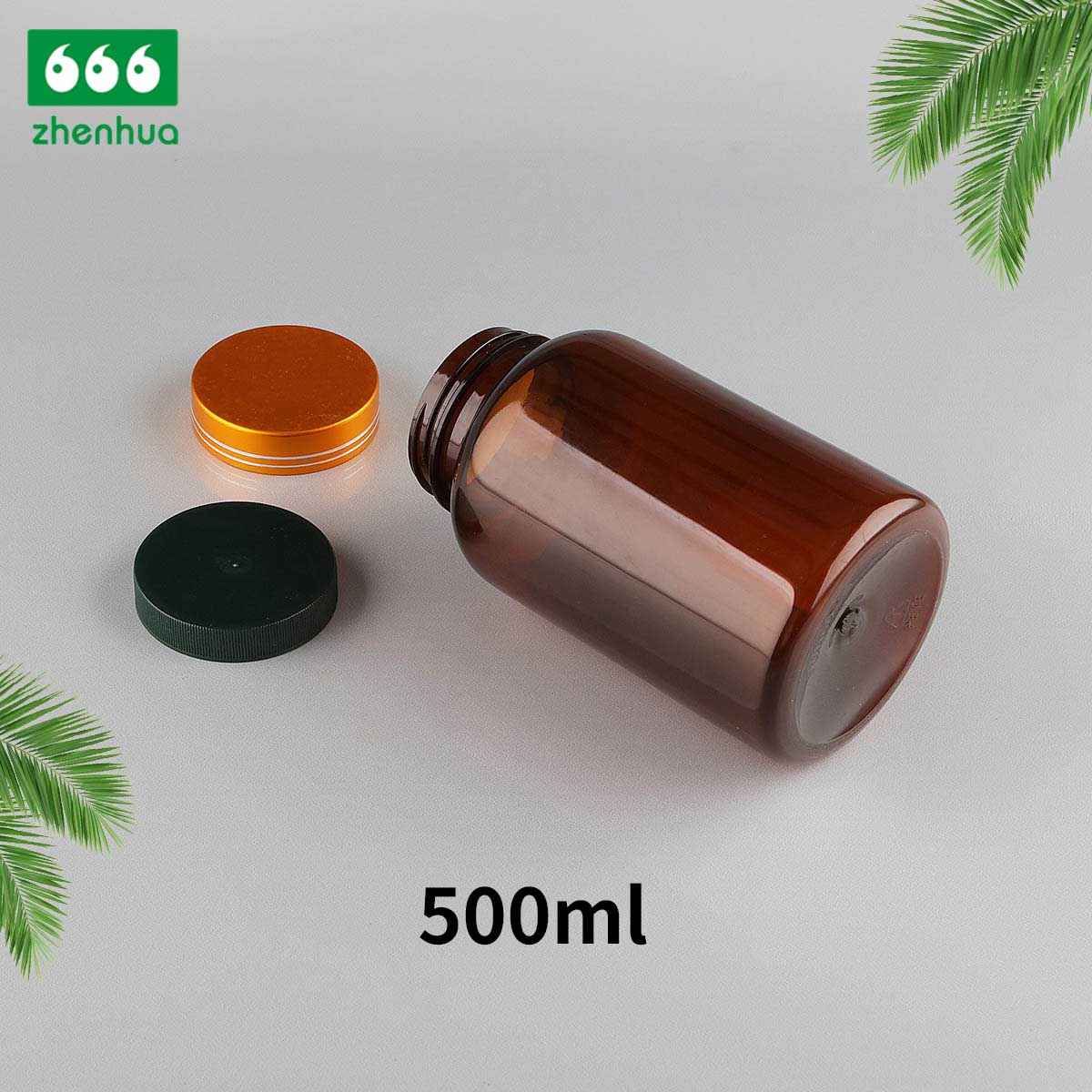 200/300/500/750ml Round Amber Fish Oil/Capsule/Nutritional Supplement PET Bottle with Pressure Screw Cap