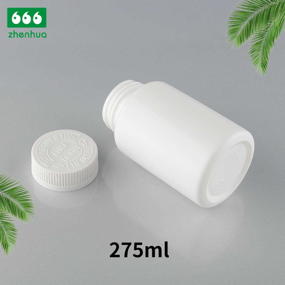 275ML Cylinder White HDPE Plastic Pharmaceutical Supplement Round Bottle With Child-proof Cap