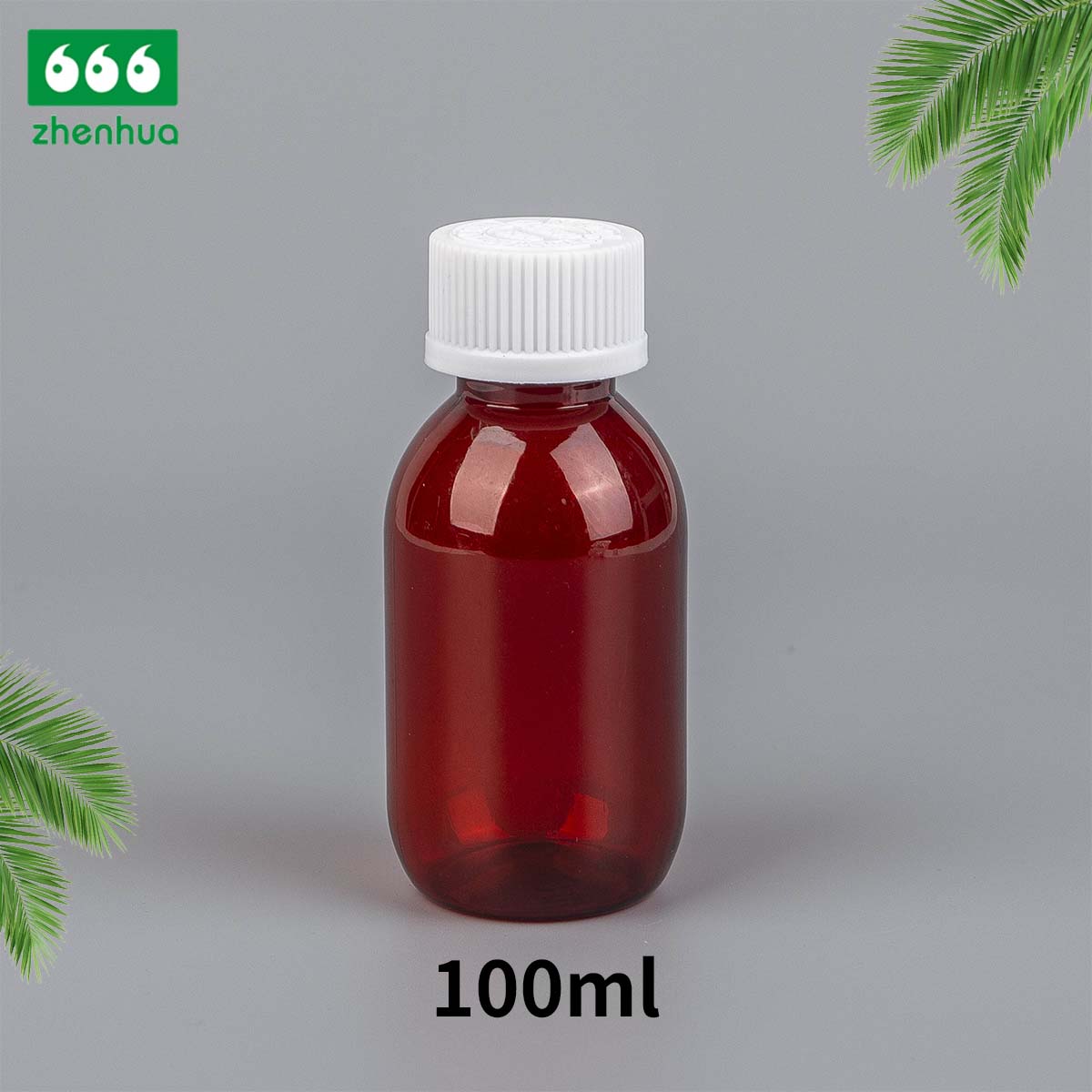 100ml Round Amber PET Liquid Medicinal Syrup Bottle/ Enzyme Drink Bottle with Tamper Evident Cap