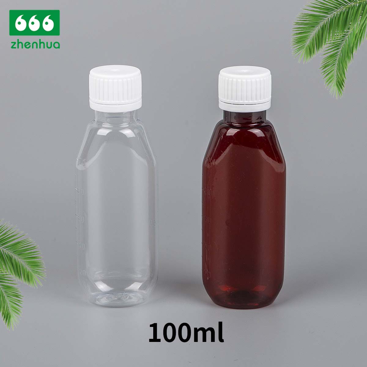 100ml Oval Amber Graduated PET Cough Syrup Bottle with Tamper Evident Cap