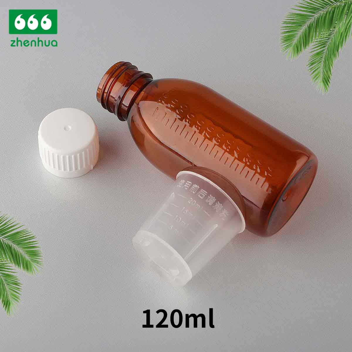 120ml Transparent/Amber Round PET Medicinal Liquid Bottle Syrup Bottle Suspension Bottle Child Resistant Cap/CRC