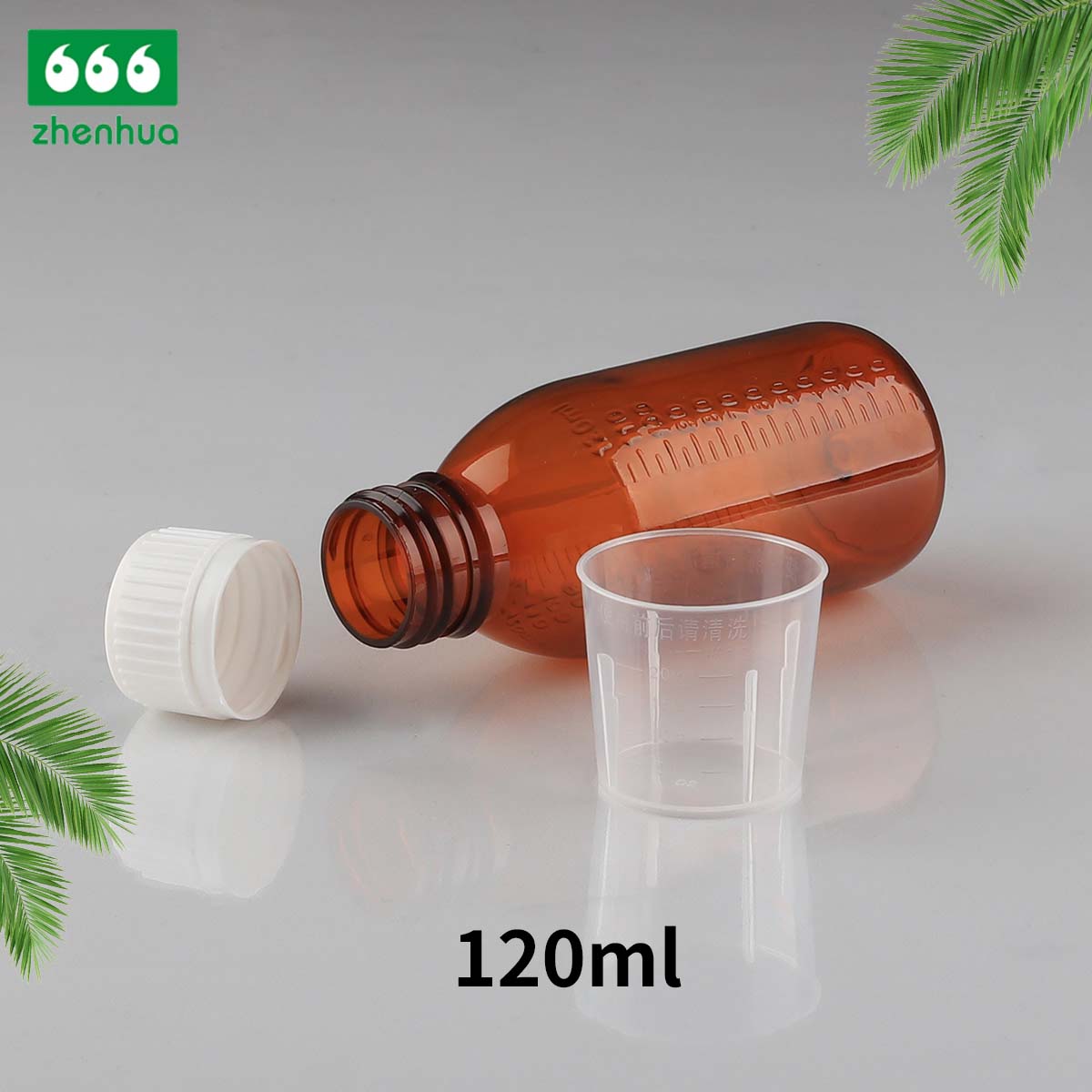 120ml Transparent/Amber Round PET Medicinal Liquid Bottle Syrup Bottle Suspension Bottle Child Resistant Cap/CRC