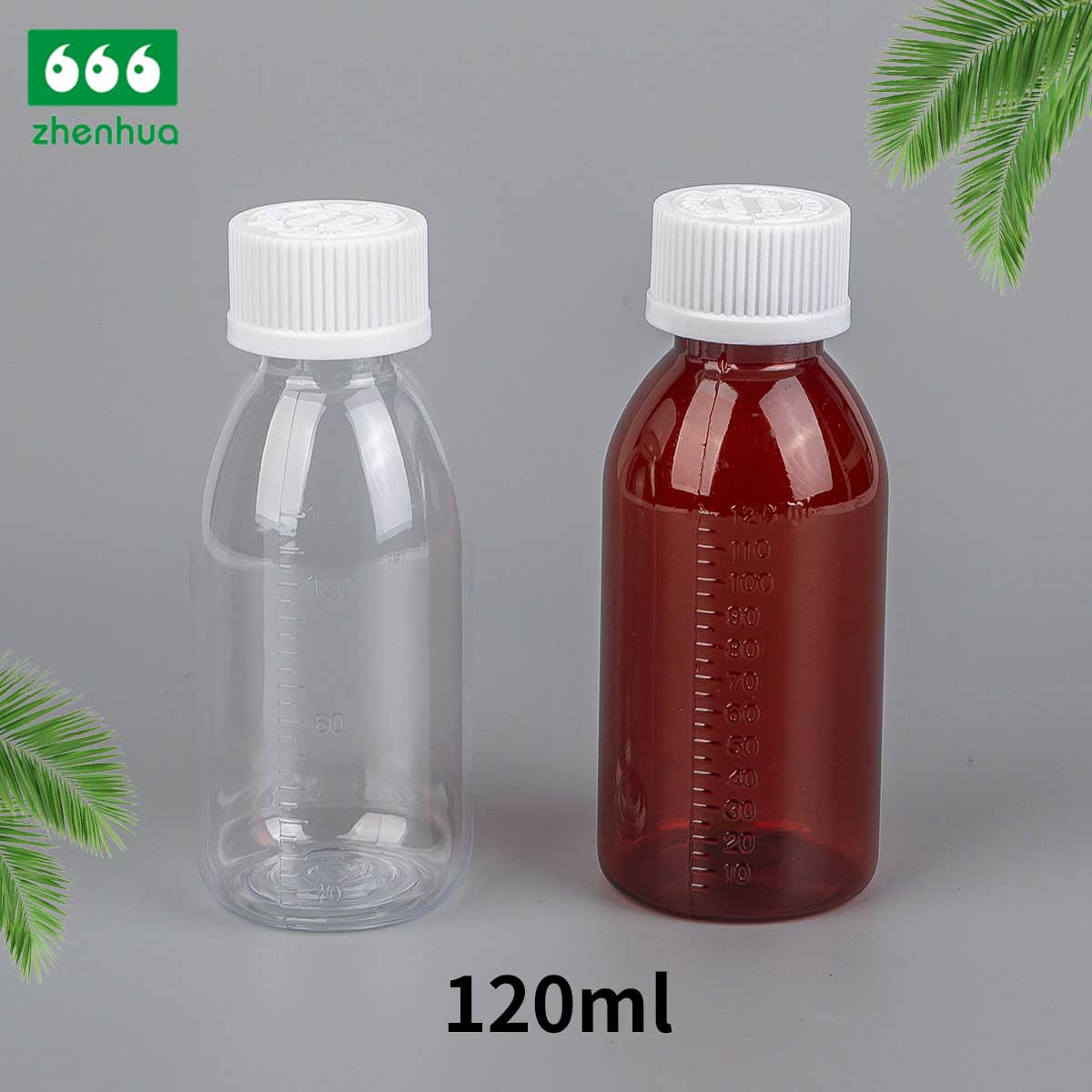 120ml Transparent/Amber Round PET Medicinal Liquid Bottle Syrup Bottle Suspension Bottle Child Resistant Cap/CRC