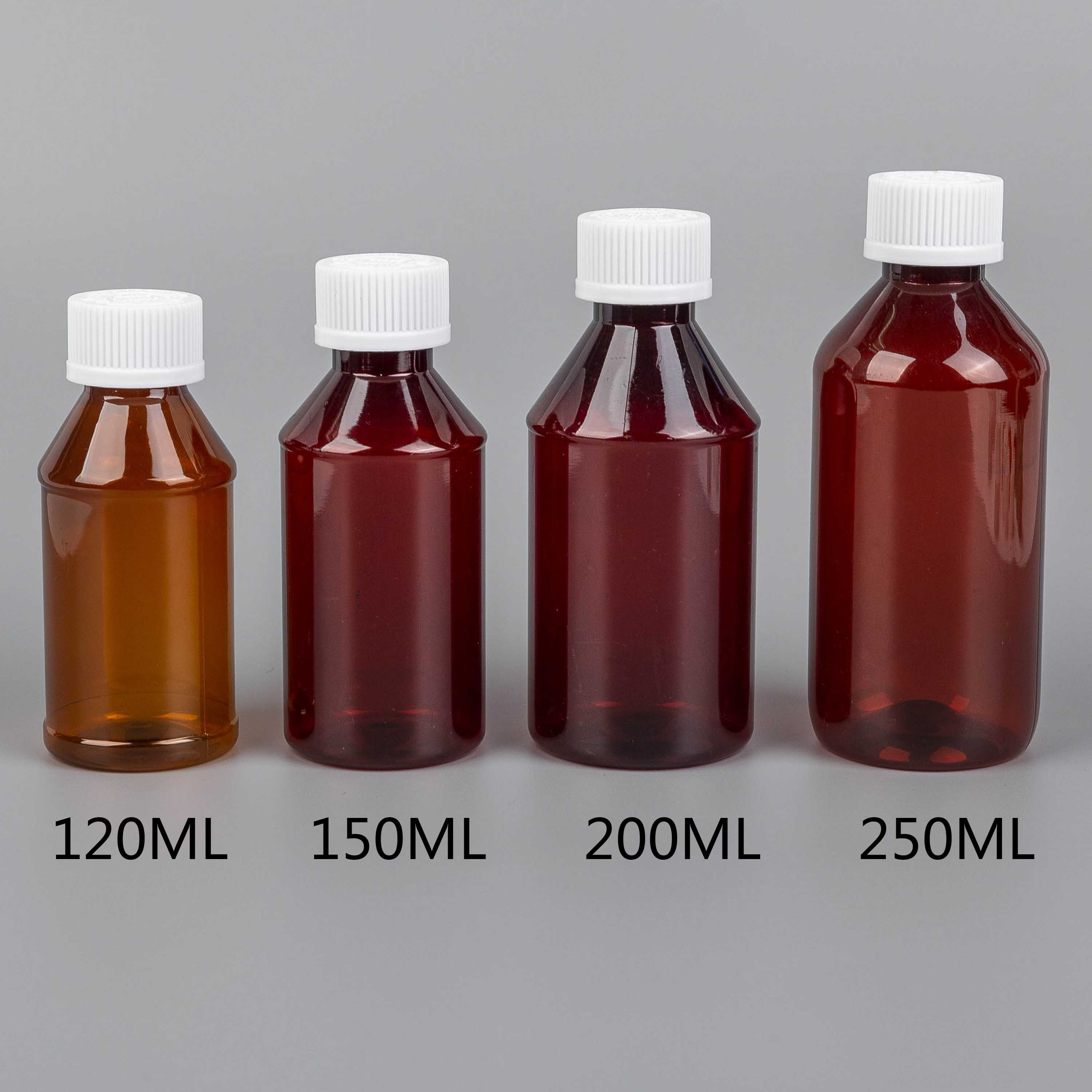 120/150/200/250ml Cylindrical PET Medicine Syrup Bottle Mouthwash Bottle with Tamper Evident Cap