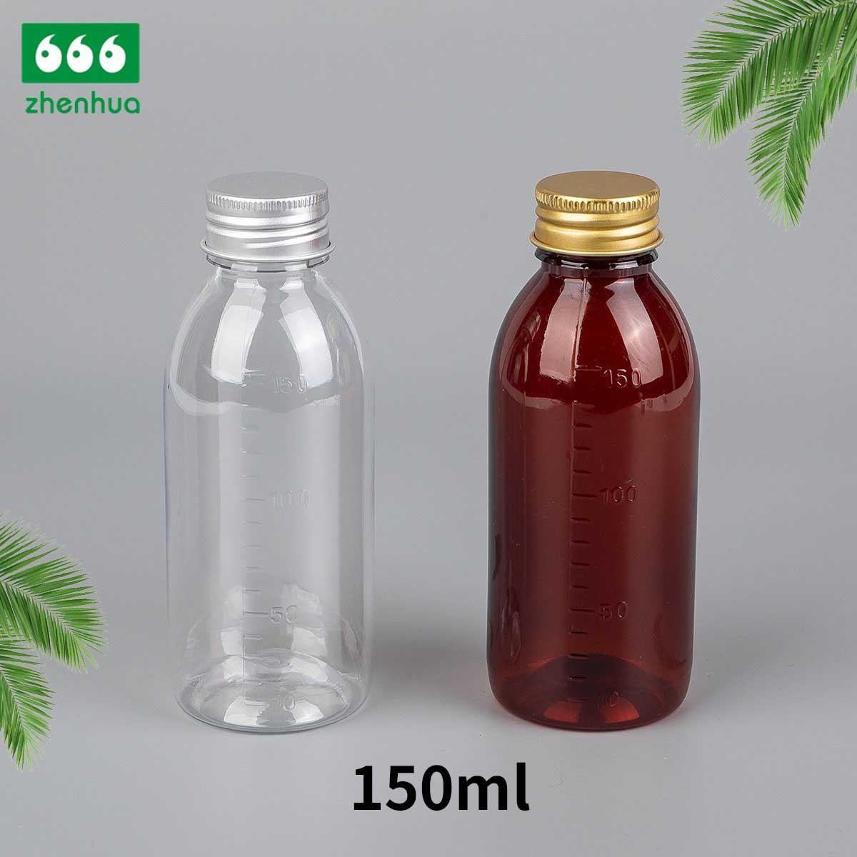 150ml/160ml/180ml/200ml Round Amber PET Graduated Medicinal Liquid Cough Syrup Bottle with Tamper-Proof Cap