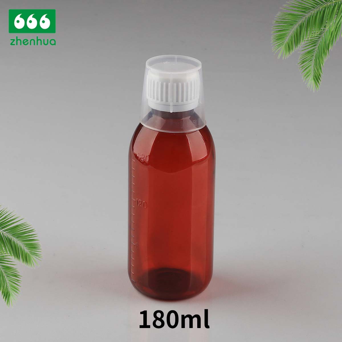 150ml/160ml/180ml/200ml Round Amber PET Graduated Medicinal Liquid Cough Syrup Bottle with Tamper-Proof Cap