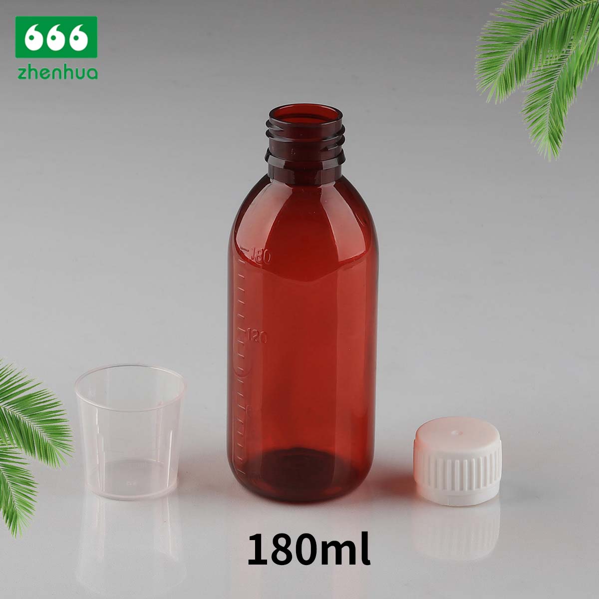 150ml/160ml/180ml/200ml Round Amber PET Graduated Medicinal Liquid Cough Syrup Bottle with Tamper-Proof Cap