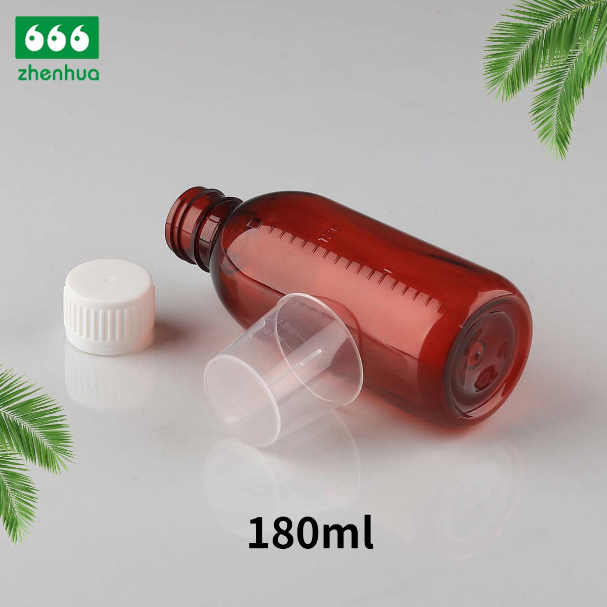 150ml/160ml/180ml/200ml Round Amber PET Graduated Medicinal Liquid Cough Syrup Bottle with Tamper-Proof Cap