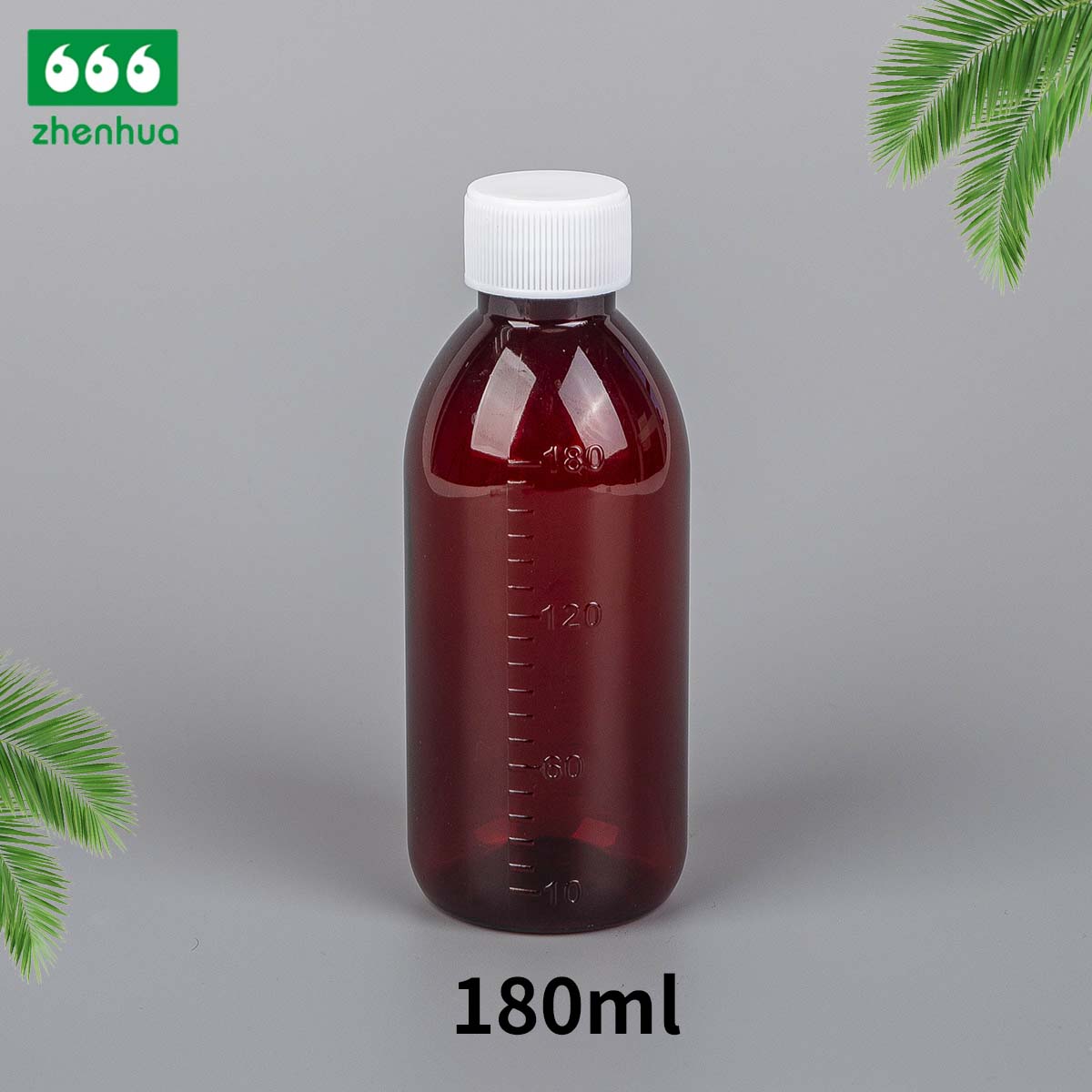 150ml/160ml/180ml/200ml Round Amber PET Graduated Medicinal Liquid Cough Syrup Bottle with Tamper-Proof Cap