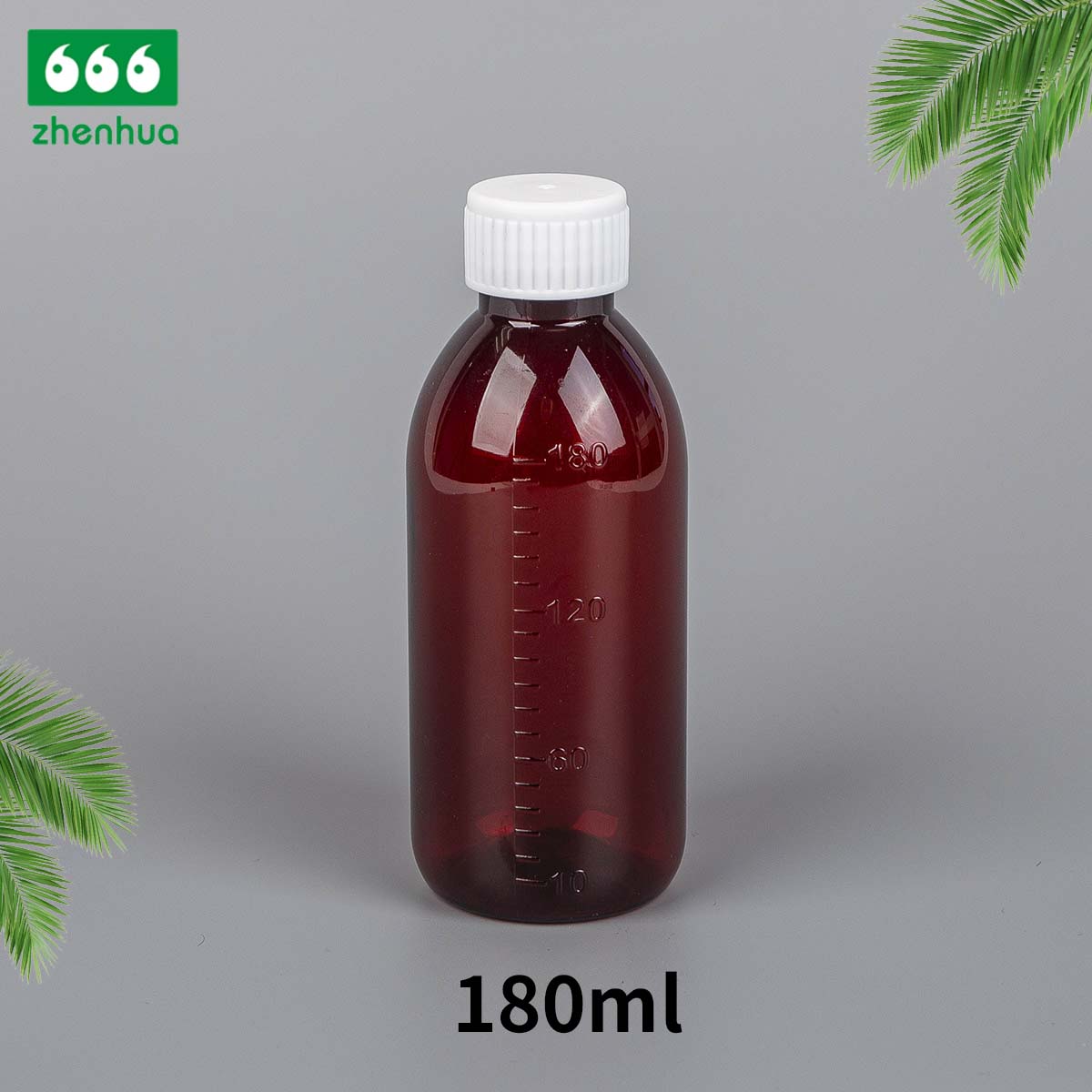 150ml/160ml/180ml/200ml Round Amber PET Graduated Medicinal Liquid Cough Syrup Bottle with Tamper-Proof Cap