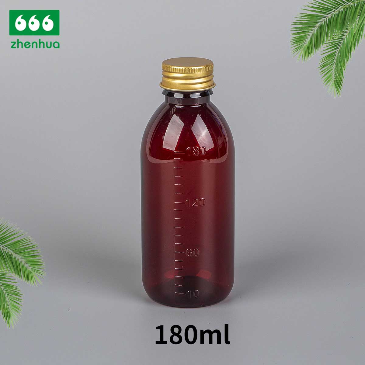 150ml/160ml/180ml/200ml Round Amber PET Graduated Medicinal Liquid Cough Syrup Bottle with Tamper-Proof Cap