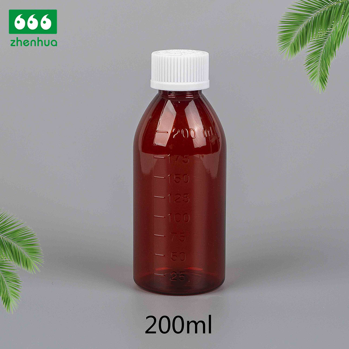 150ml/160ml/180ml/200ml Round Amber PET Graduated Medicinal Liquid Cough Syrup Bottle with Tamper-Proof Cap