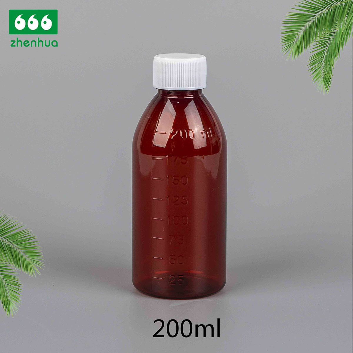 150ml/160ml/180ml/200ml Round Amber PET Graduated Medicinal Liquid Cough Syrup Bottle with Tamper-Proof Cap