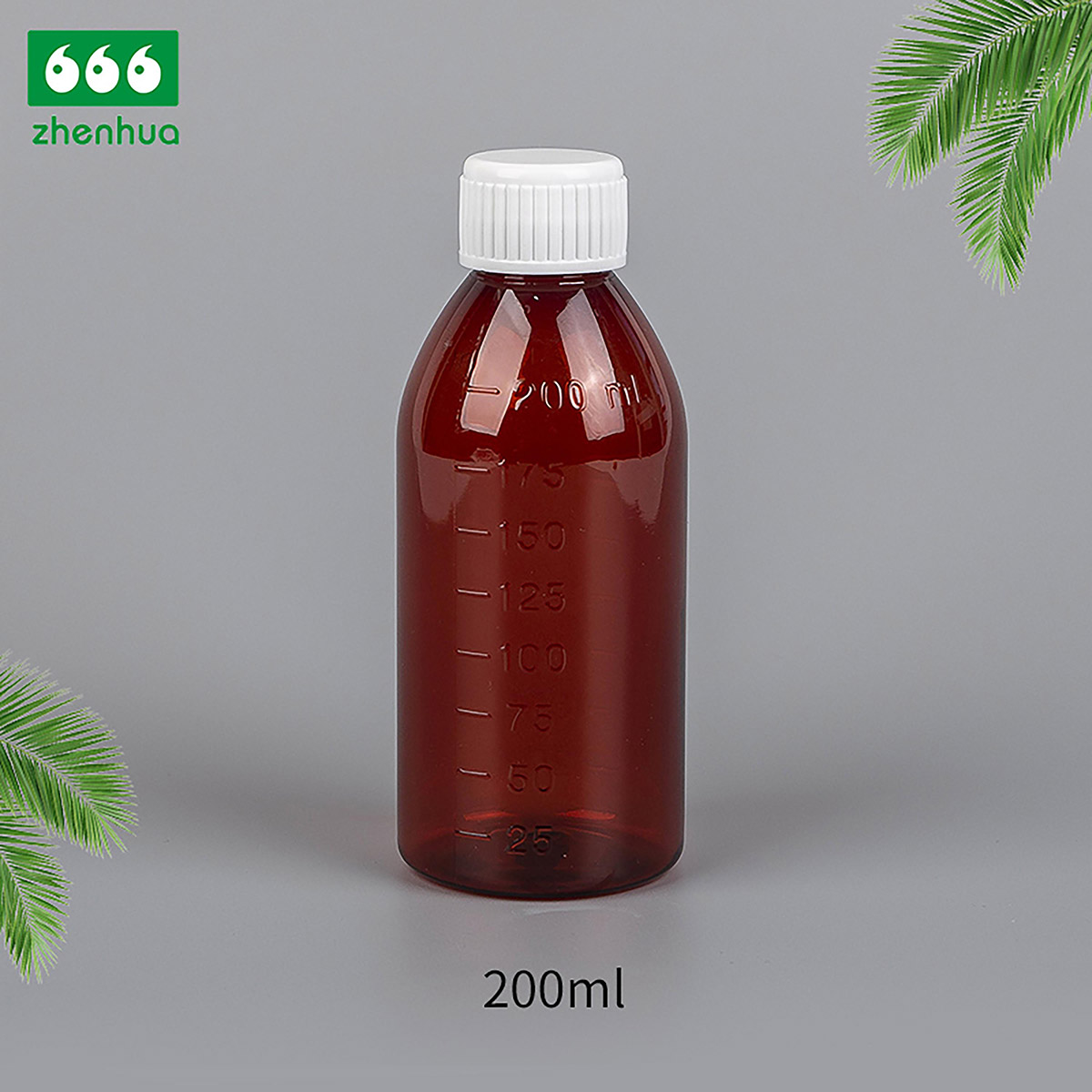 150ml/160ml/180ml/200ml Round Amber PET Graduated Medicinal Liquid Cough Syrup Bottle with Tamper-Proof Cap