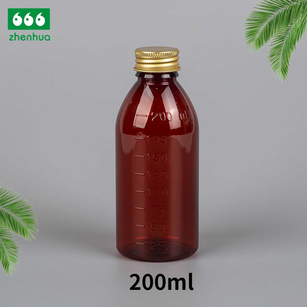 150ml/160ml/180ml/200ml Round Amber PET Graduated Medicinal Liquid Cough Syrup Bottle with Tamper-Proof Cap