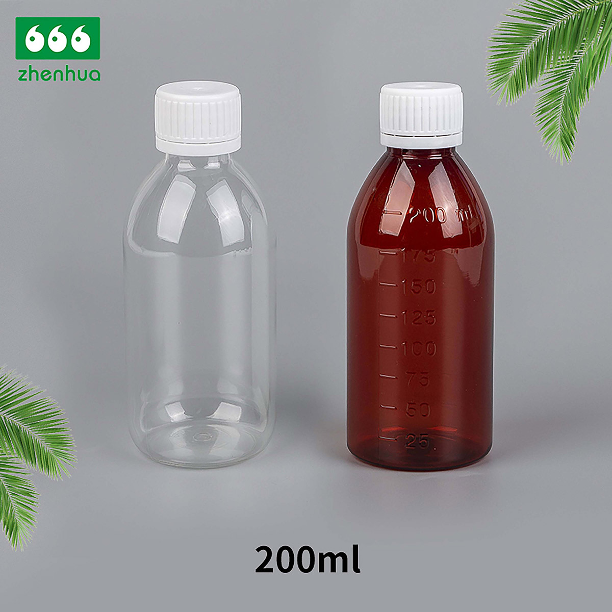 150ml/160ml/180ml/200ml Round Amber PET Graduated Medicinal Liquid Cough Syrup Bottle with Tamper-Proof Cap