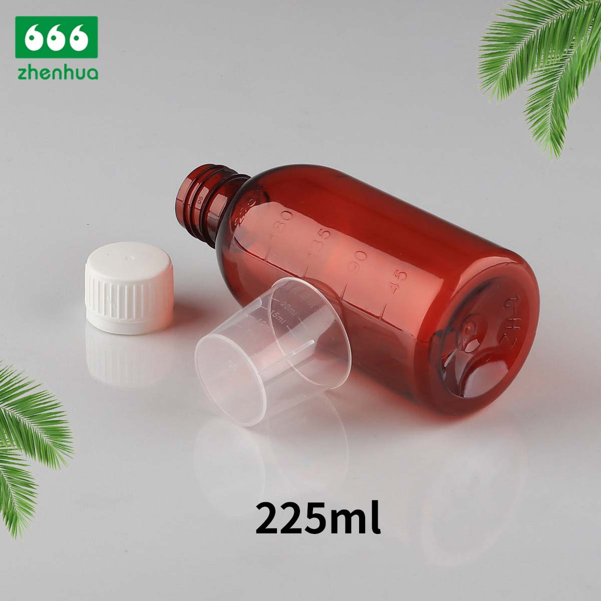 225ml/250ml/300ml/330ml PET Round Amber Medicinal Graduated Oral Syrup Bottle With Tamper-Proof Cap