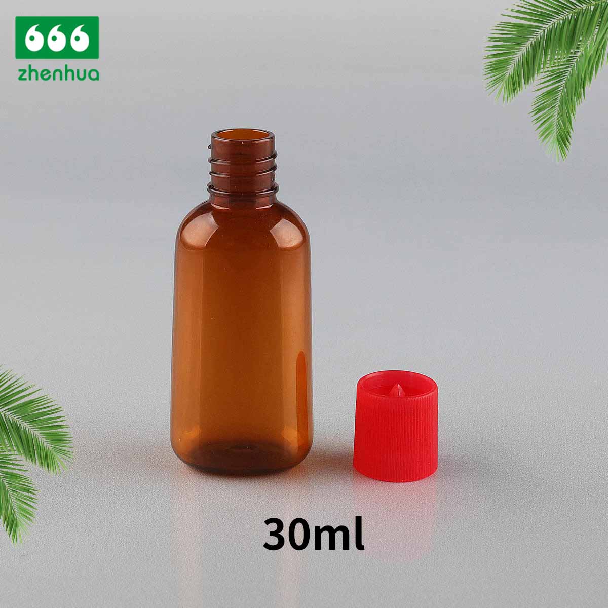 30ml/60ml/80ml/120ml Oval Amber External Bruise Medicine PET Bottle with Red screw Cap