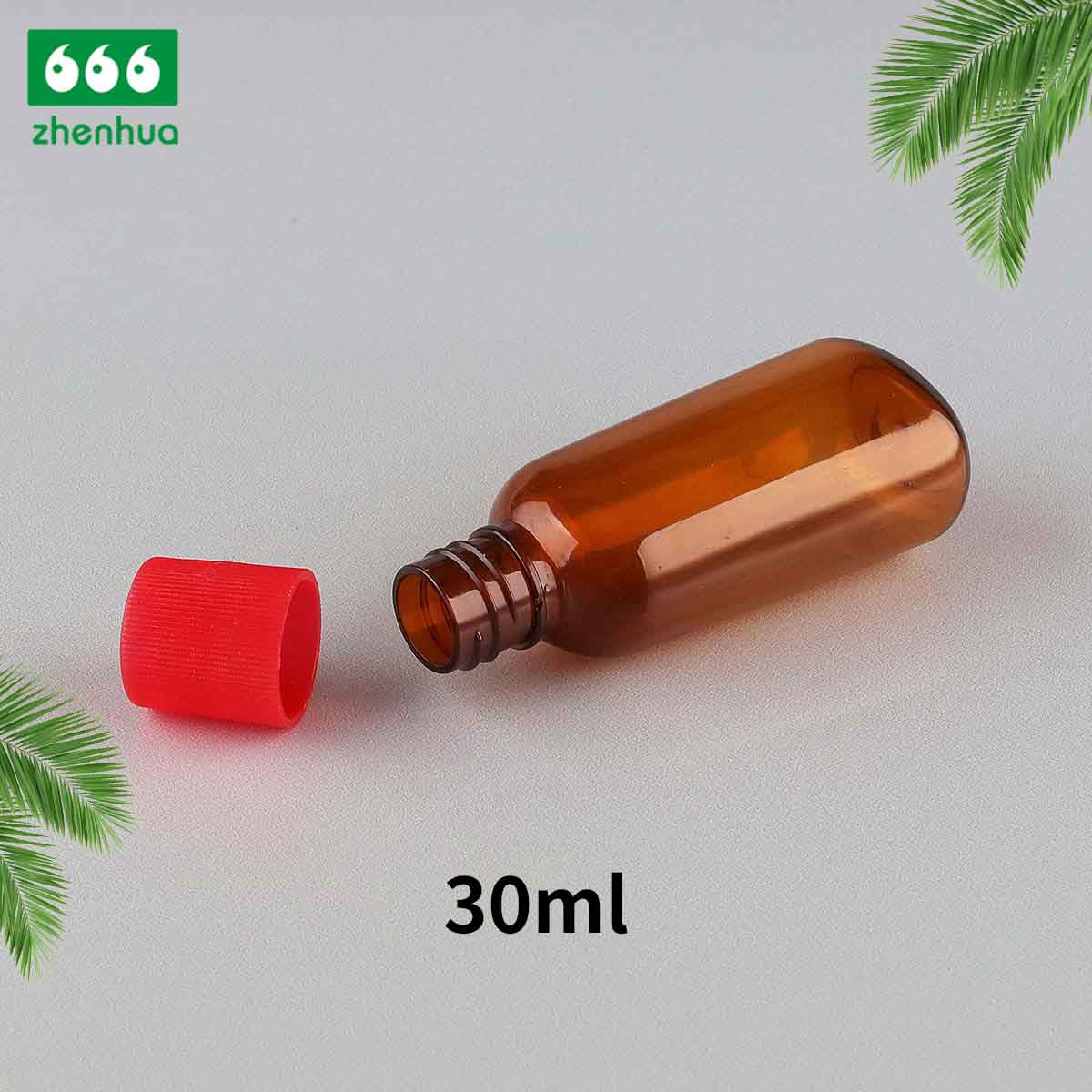 30ml/60ml/80ml/120ml Oval Amber External Bruise Medicine PET Bottle with Red screw Cap