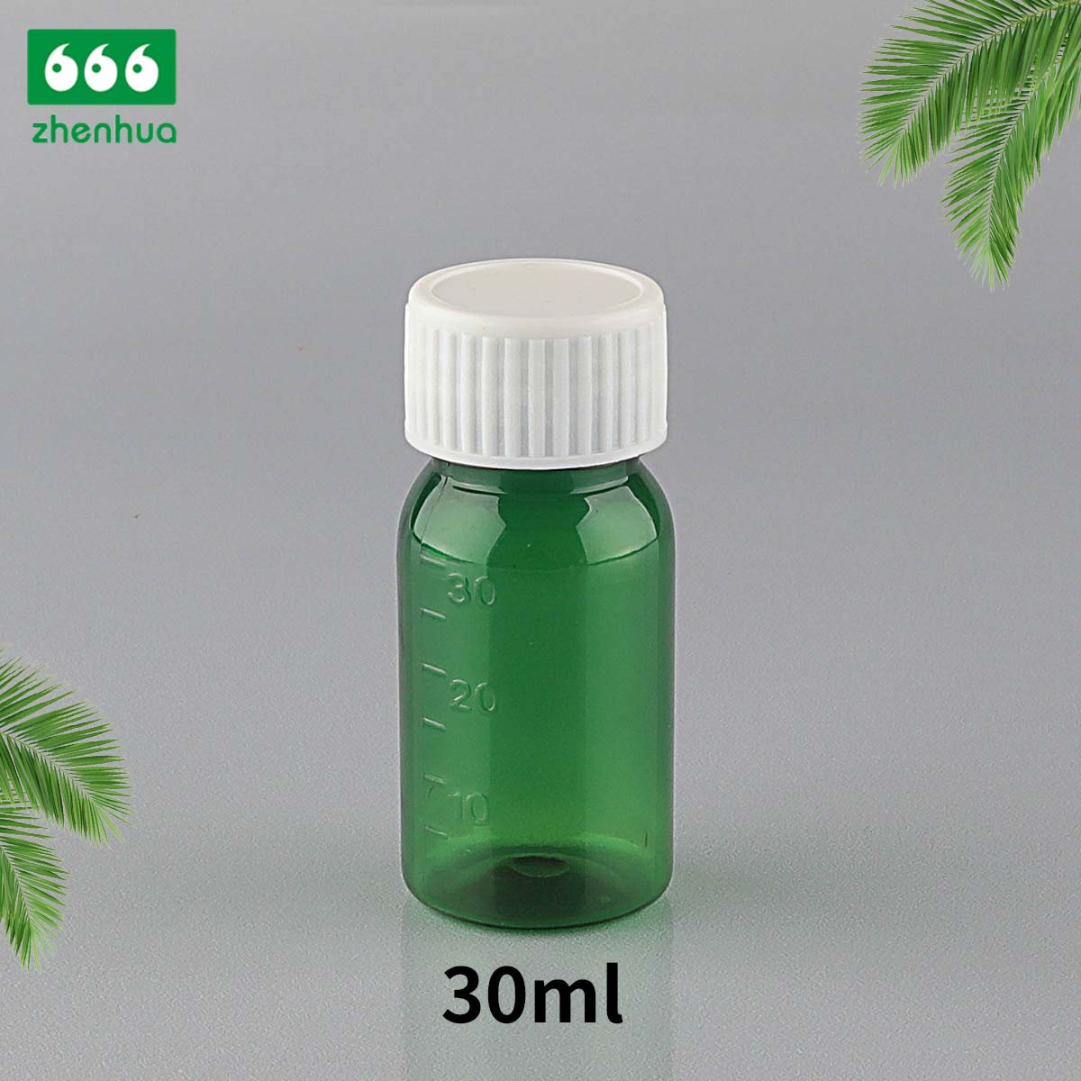 30ml Round Amber PET Syrup Graduated Bottle with Evident Seal Tamper Proof Cap