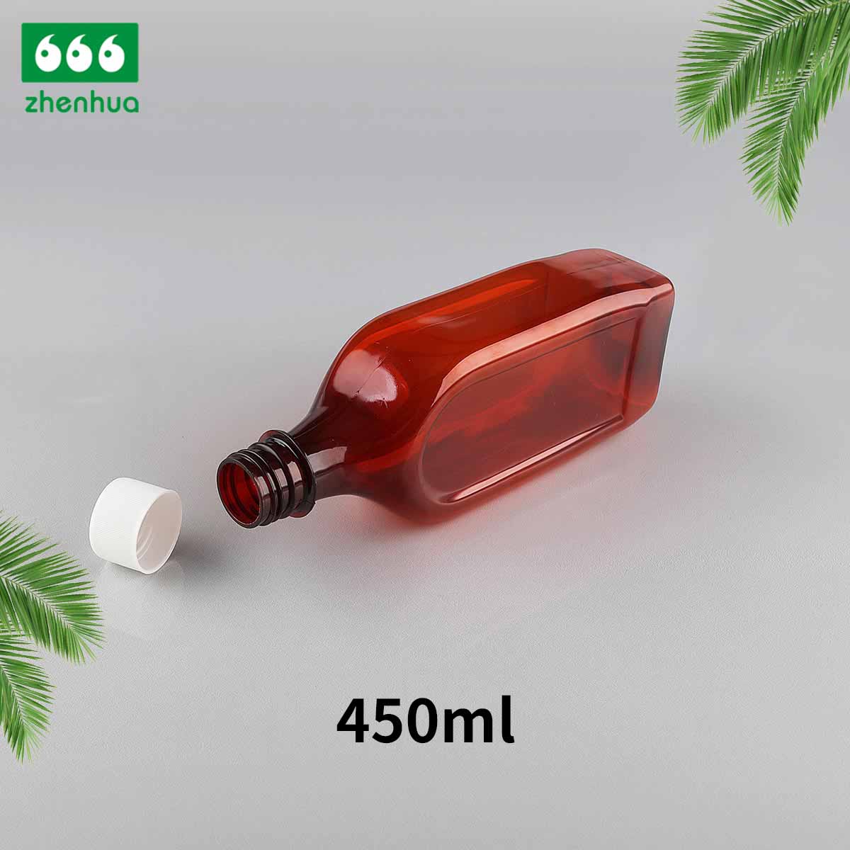 450ml Amber Square PET Fish Oil Bottle Seasoning Sauce Bottle