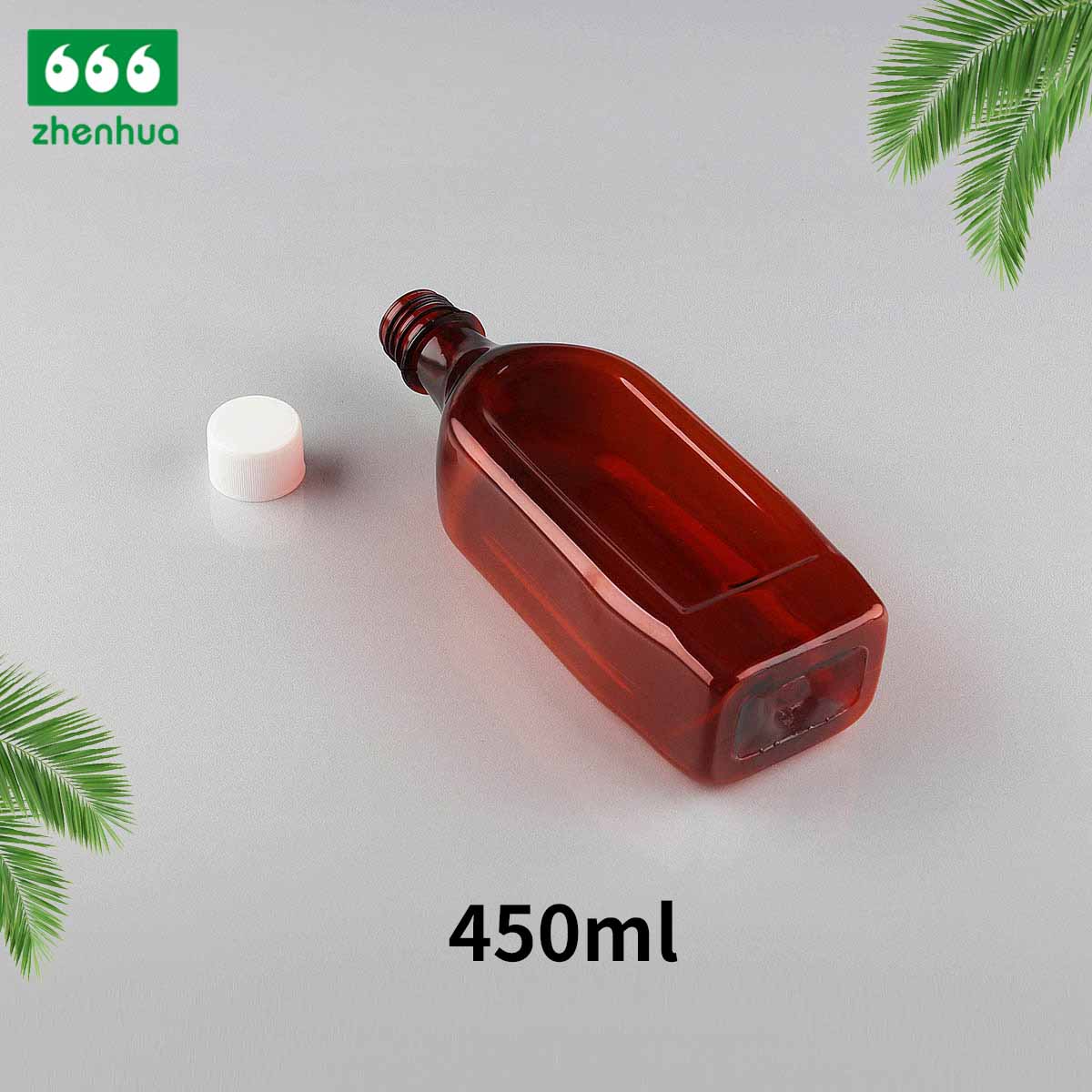 450ml Amber Square PET Fish Oil Bottle Seasoning Sauce Bottle