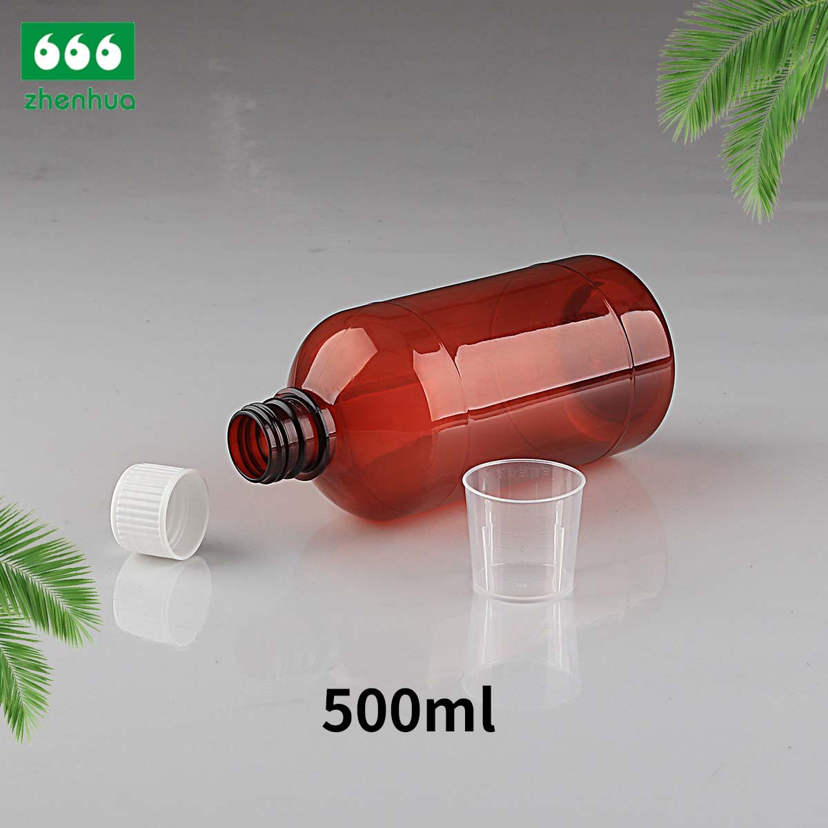 500ml 16oz Large Capacity Round Amber PET Pharmaceutical Liquid Bottle UV Protect Suspension Bottle