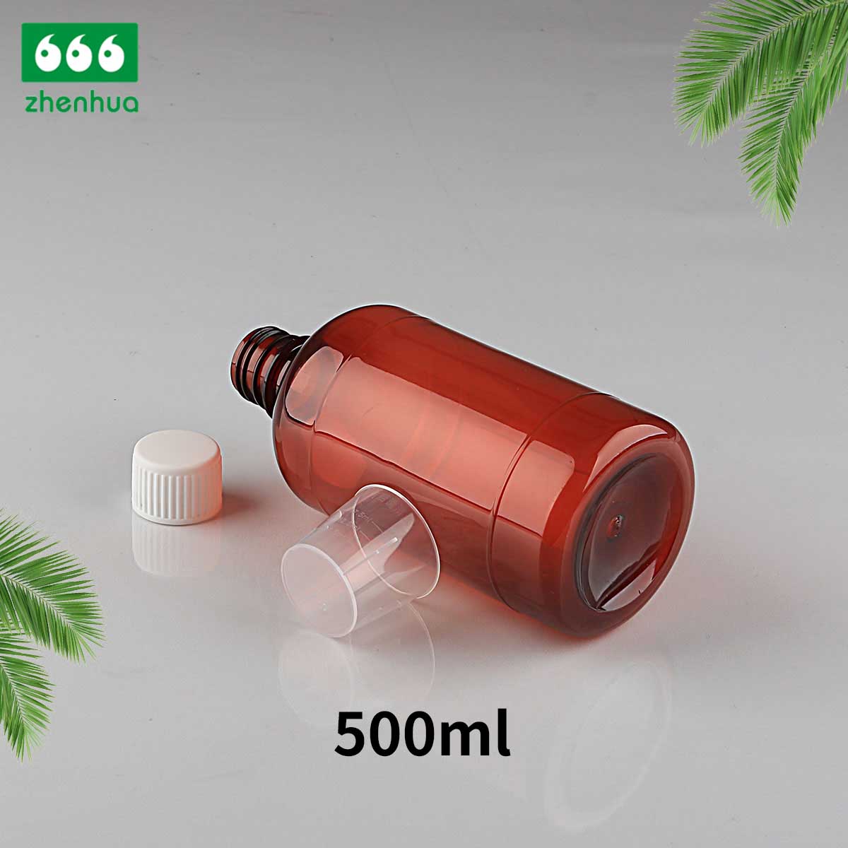 500ml 16oz Large Capacity Round Amber PET Pharmaceutical Liquid Bottle UV Protect Suspension Bottle