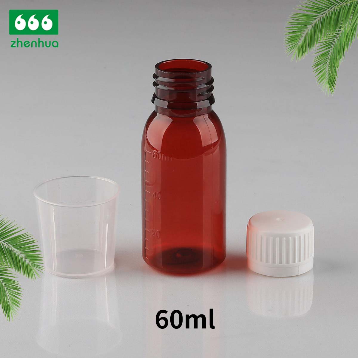 60ml Brown/White Round PET Chemical Reagent Graduated Bottle Dropper Bottle PE Lined Screw Cap