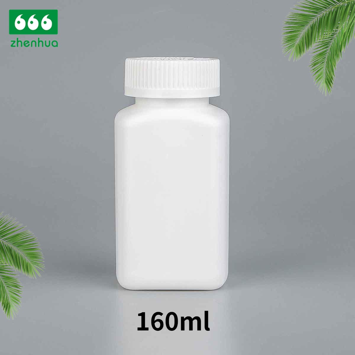 150ML HDPE Plastic White Round Medicinal Tablet Square Bottles With Pale Green Flip Top Cap