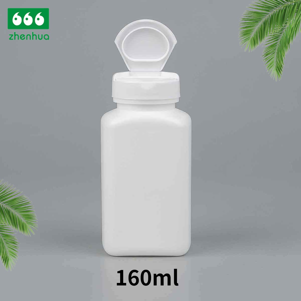 150ML HDPE Plastic White Round Medicinal Tablet Square Bottles With Pale Green Flip Top Cap